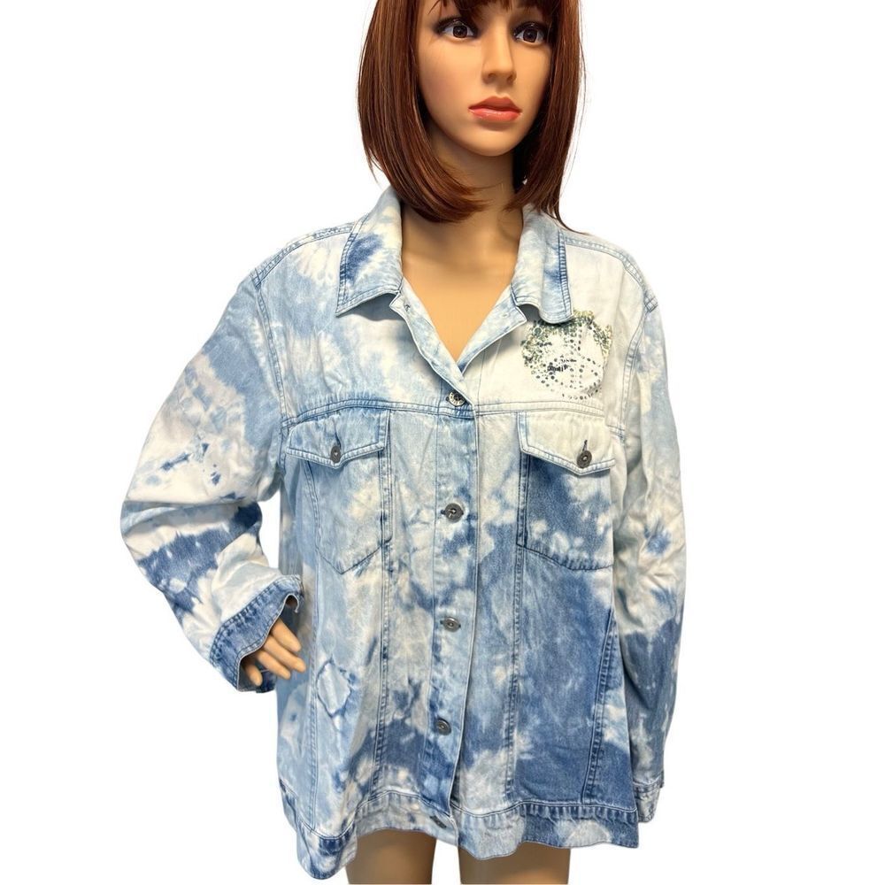 Bleached Denim Jacket Denim & Co size 1X
